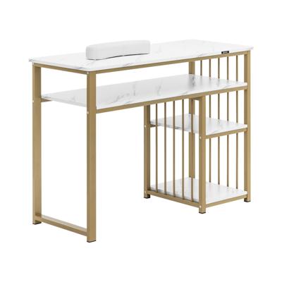 Nageltafel - IJzeren frame - Gemarmerd/Gouden - 3 planken - Handsteun Nageltafel - IJzeren frame - Gemarmerd/Gouden - 3 planken - Handsteun