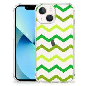 iPhone 13 mini Doorzichtige Silicone Hoesje Zigzag Groen