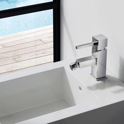 Bidetkraan Hotbath Bloke Opbouw Vierkant Geborsteld Nikkel