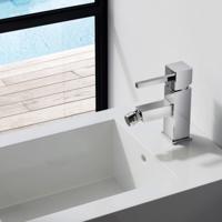 Bidetkraan Hotbath Bloke Opbouw Vierkant Geborsteld Nikkel