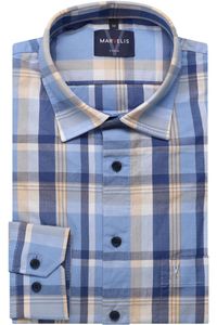 Marvelis Casual Modern Fit Overhemd blauw/bruin, Ruit