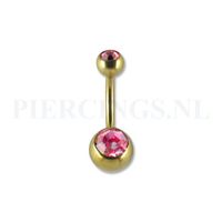 Navelpiercing goudkleurig roze - thumbnail