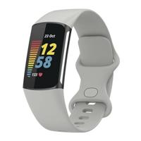 By Qubix - Compatible met Fitbit Charge 5 - Fitbit Charge 6 Sportbandje met dubbele lus - Steen grijs - Maat: S - Compatible fitbit bandje