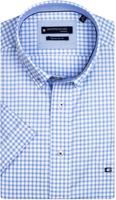 Giordano Overhemd Lichtblauw Geruit Button Down Regular Fit