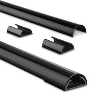 Hama 00083170 Kabelgoot aluminium, 110 x 3,3 x 1,8 cm, kabeldoorvoer voor maximaal 5 kabels, zwart