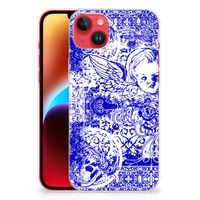 Silicone Back Case iPhone 14 Plus Angel Skull Blauw