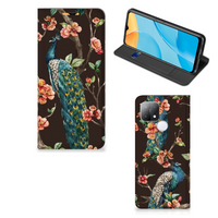 OPPO A15 Hoesje maken Pauw met Bloemen