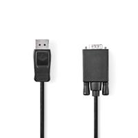 NEDIS VGA-kabel | DisplayPort-stekker | VGA-stekker | vernikkeld | maximale resolutie: 1080p | 1,00 m | rond | PVC | zwart | blister