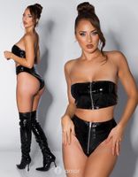 * IS Zwarte latexlook Hotpants met rits, IS206611 - thumbnail