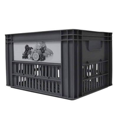 Kunststof Fietskrat Grijs Met Fruit Sticker