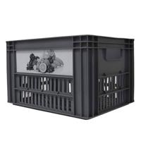 Kunststof Fietskrat Grijs Met Fruit Sticker