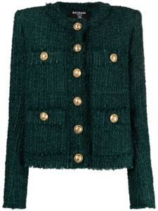 Balmain veste en tweed à simple boutonnage - Vert