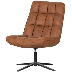 WOOOD Dirkje Draaifauteuil - Leerlook - Cognac - 101x70x85