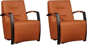 Set van 2 Cognac leren industriële stalen fauteuils Magnificent - Hermes Leer Cognac (cognac leer)