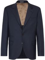 Brunello Cucinelli blazer en laine vierge à simple boutonnage - Bleu