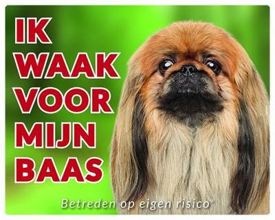 Pekingees Waakbord - Ik waak voor mijn baas Bruin