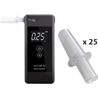 ACE AF-33 Alcoholtester Donkergrijs 0.00 tot 5.00 ‰ Incl. display ACE AF-33 Alcoholtester Donkergrijs 0.00 tot 5.00 ‰ Incl. display