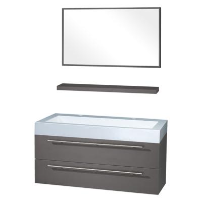 Differnz Force badkamermeubel 100cm 2 kraangaten antraciet met spiegel en planchet Differnz Force badkamermeubel 100cm 2 kraangaten antraciet met spiegel en planchet