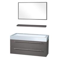 Differnz Force badkamermeubel 100cm 2 kraangaten antraciet met spiegel en planchet