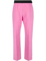 MSGM pantalon en laine à taille à logo - Rose