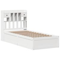 vidaXL Bedframe zonder matras massief grenenhout wit 90x200 cm, bed, ledikant, massief houten bedframe, bedbodem, bed frame, slaapmeubel