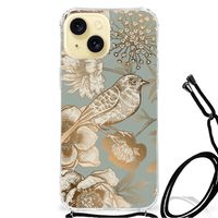 Case voor Apple iPhone 15 Vintage Bird Flowers - thumbnail