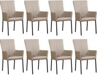 Set van 8 Taupe leren moderne eetkamerstoelen Daily - poot vierkant zwart - Toledo Leer Khaki (taupe leer) - thumbnail