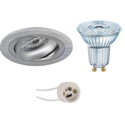 LED Spot Set - OSRAM Parathom PAR16 930 36D - Pragmi Alpin Pro - GU10 Fitting - Dimbaar - Inbouw Rond - Mat Zilver - LED Spot Set - OSRAM Parathom PAR16 930 36D - Pragmi Alpin Pro - GU10 Fitting - Dimbaar - Inbouw Rond - Mat Zilver -