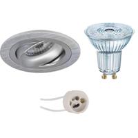 LED Spot Set - OSRAM Parathom PAR16 930 36D - Pragmi Alpin Pro - GU10 Fitting - Dimbaar - Inbouw Rond - Mat Zilver -