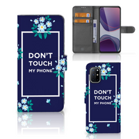 OnePlus 8T Portemonnee Hoesje Flowers Blue DTMP