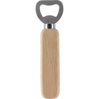 Excellent Houseware Flessenopener - RVS - eikenhout - 14 cm - bieropener   - - thumbnail