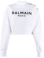 Balmain sweat en coton à logo imprimé - Blanc