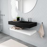 Zaro ALAN vrijhangende wastafel 100cm met wasbak Enkel rechts en solid suface planchet in kleur Wit mat 0 lade(s)