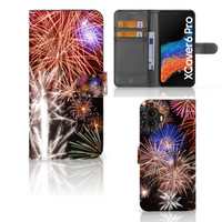 Samsung Galaxy Xcover 6 Pro Wallet Case met Pasjes Vuurwerk - thumbnail