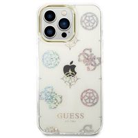 Guess Peony Glitter iPhone 14 Pro Max Hybrid Hoesje - Wit - thumbnail