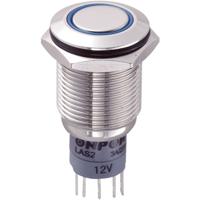 TRU COMPONENTS 701791 LAS2GQF-11ZE/B/12V/N/P Vandalismebestendige drukschakelaar 250 V/AC 3 A 1x aan/aan Continu Blauw IP67 1 stuk(s) - thumbnail