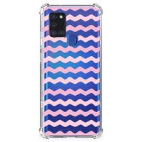 Samsung Galaxy A21s Doorzichtige Silicone Hoesje Waves Roze