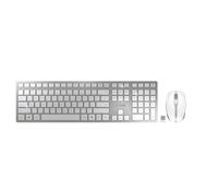 CHERRY DW 9100 SLIM, draadloze toetsenbord- en muisset, internationale indeling, QWERTY-toetsenbord, oplaadbare batterijen, SX-schaarmechanisme, fluisterstille toetsaanslag, wit-zilver