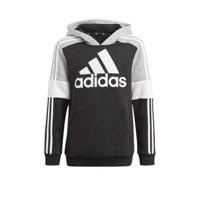 adidas Performance fleece sporthoodie zwart/grijs melange/wit