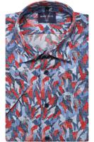 Marvelis Casual Modern Fit Overhemd Korte mouw blauw/rood