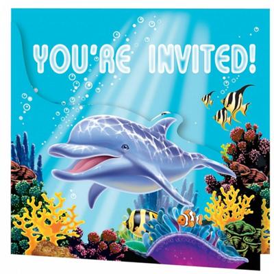 Oceaan uitnodigingen 16x stuks - Uitnodigingen
