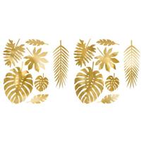 Decoraties palmbladeren goudkleurig 21-delig luxe