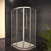 Adema Glass douchecabine 90x90x189cm kwartrond met 2 schuifdeuren helder glas inclusief douchebak 4cm sw1208/sw23852