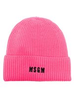 MSGM bonnet nervuré à logo brodé - Rose