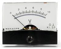 Monacor Moving-Coil-paneel meter met spiegel schaal (V, 10 K Ohm)