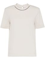 Brunello Cucinelli t-shirt en coton à ornements métalliques - Tons neutres