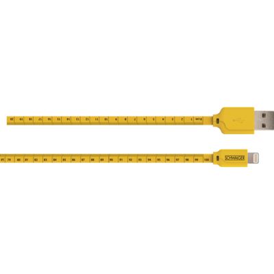 Schwaiger USB-kabel USB 2.0 USB-A stekker, Apple Lightning stekker 1.20 m Zwart, Geel Met metermarkering WKL10511