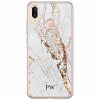 Huawei P20 Lite hoesje naam - Marmer goud