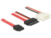 DeLOCK 84790 SATA-kabel 0,5 m SATA 13-pin SATA 7-pin + Molex (4-pin) Zwart, Rood