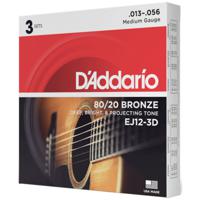 D'Addario EJ12-3D 13-56 Medium Bronze snaren voor westerngitaar (3 sets)